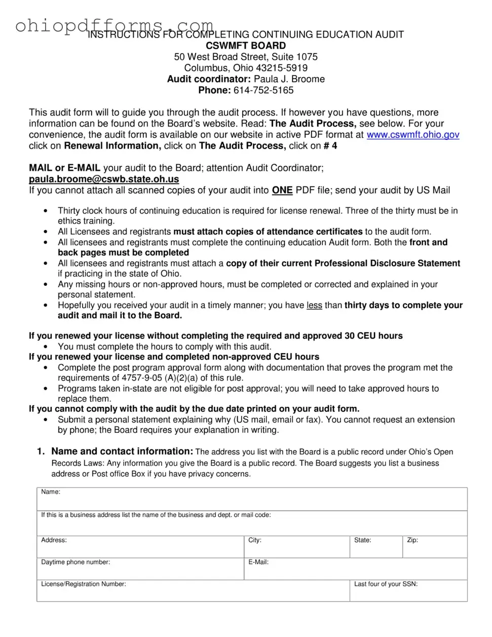 Cswmft Ohio Gov Form