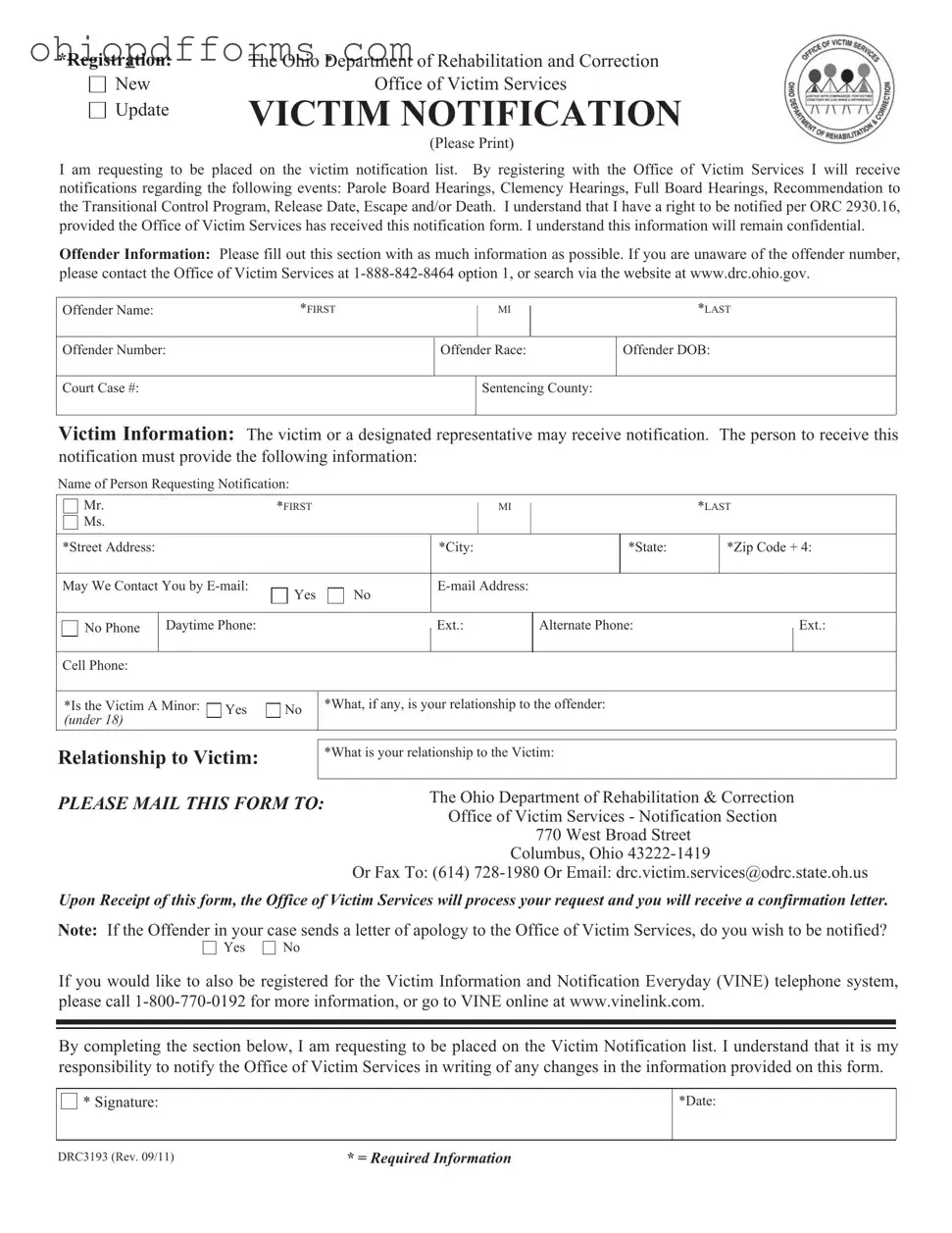 Drc3193 Ohio Form