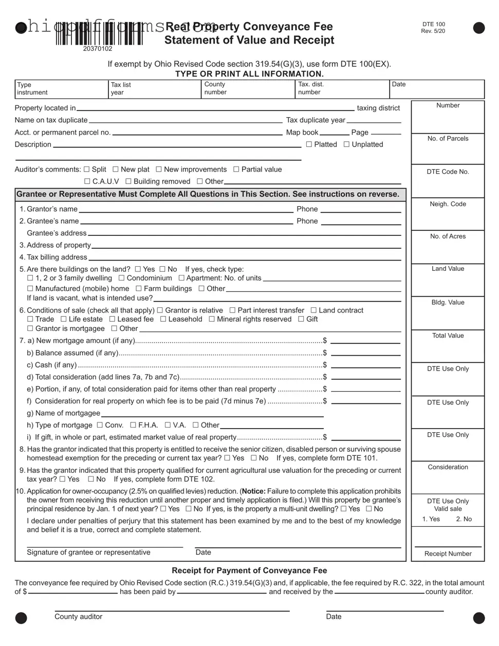 Dte 100 Ohio Form