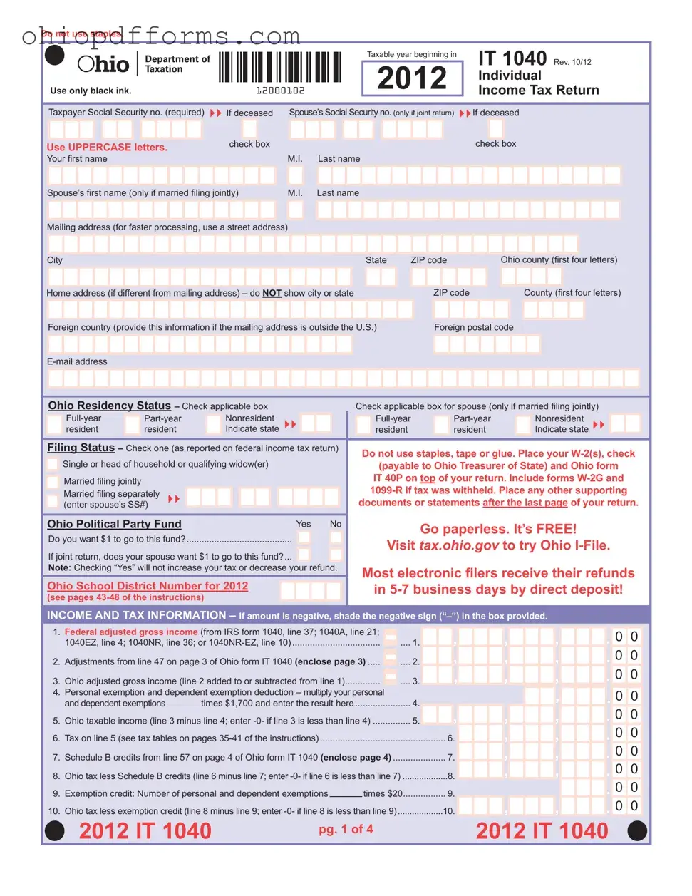 It 1040 Ohio Form