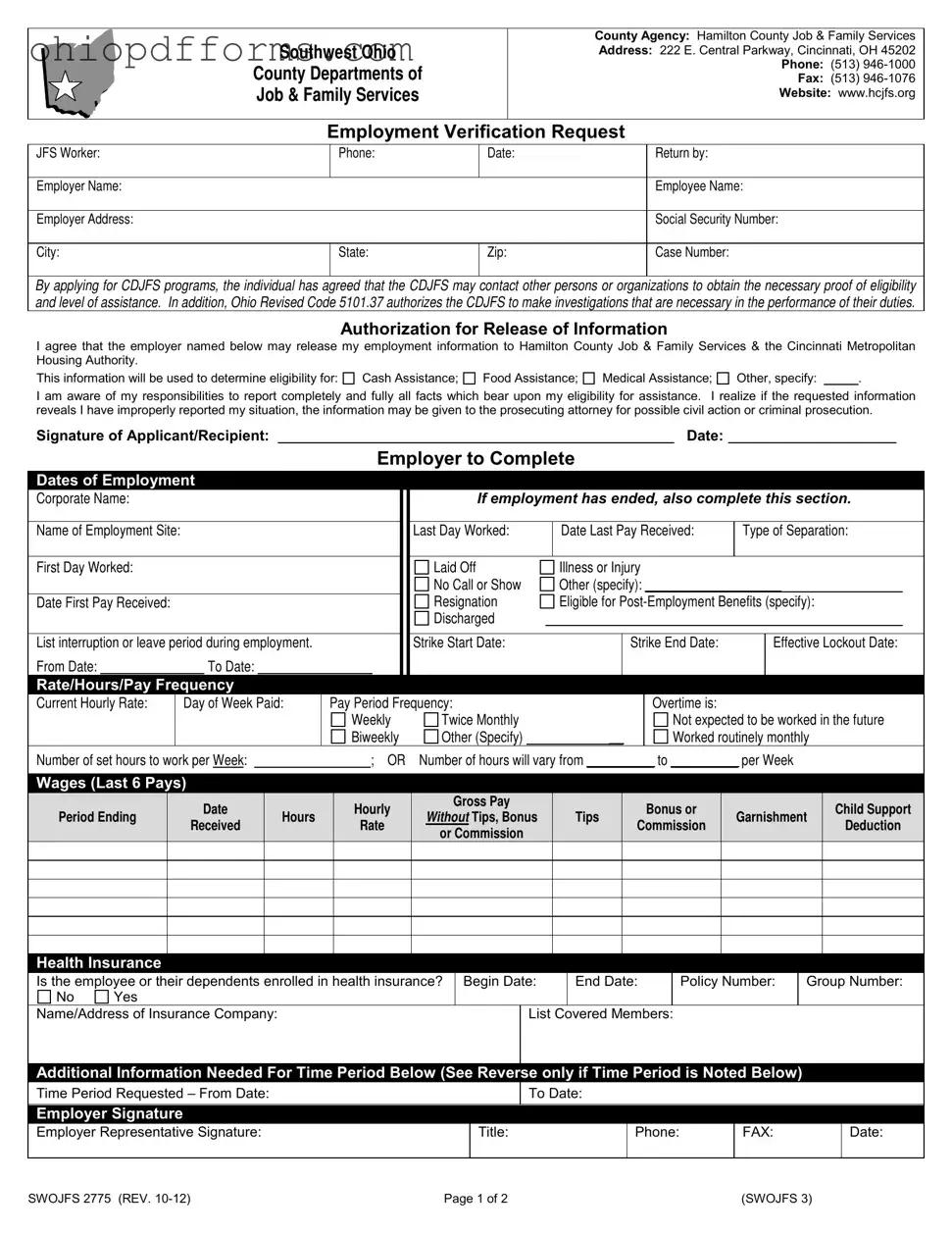 Job And Family Services Hamilton Ohio Form