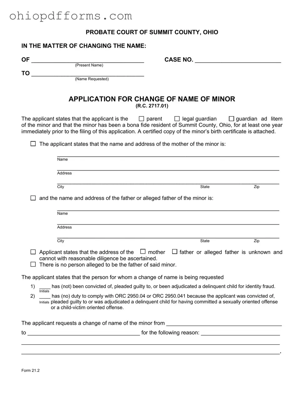 Ohio 21 2 Form