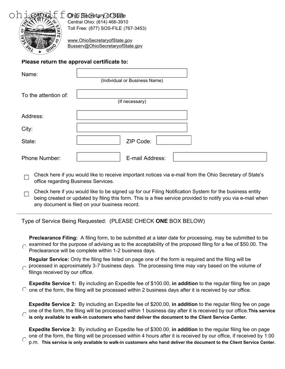 Ohio 521 Form