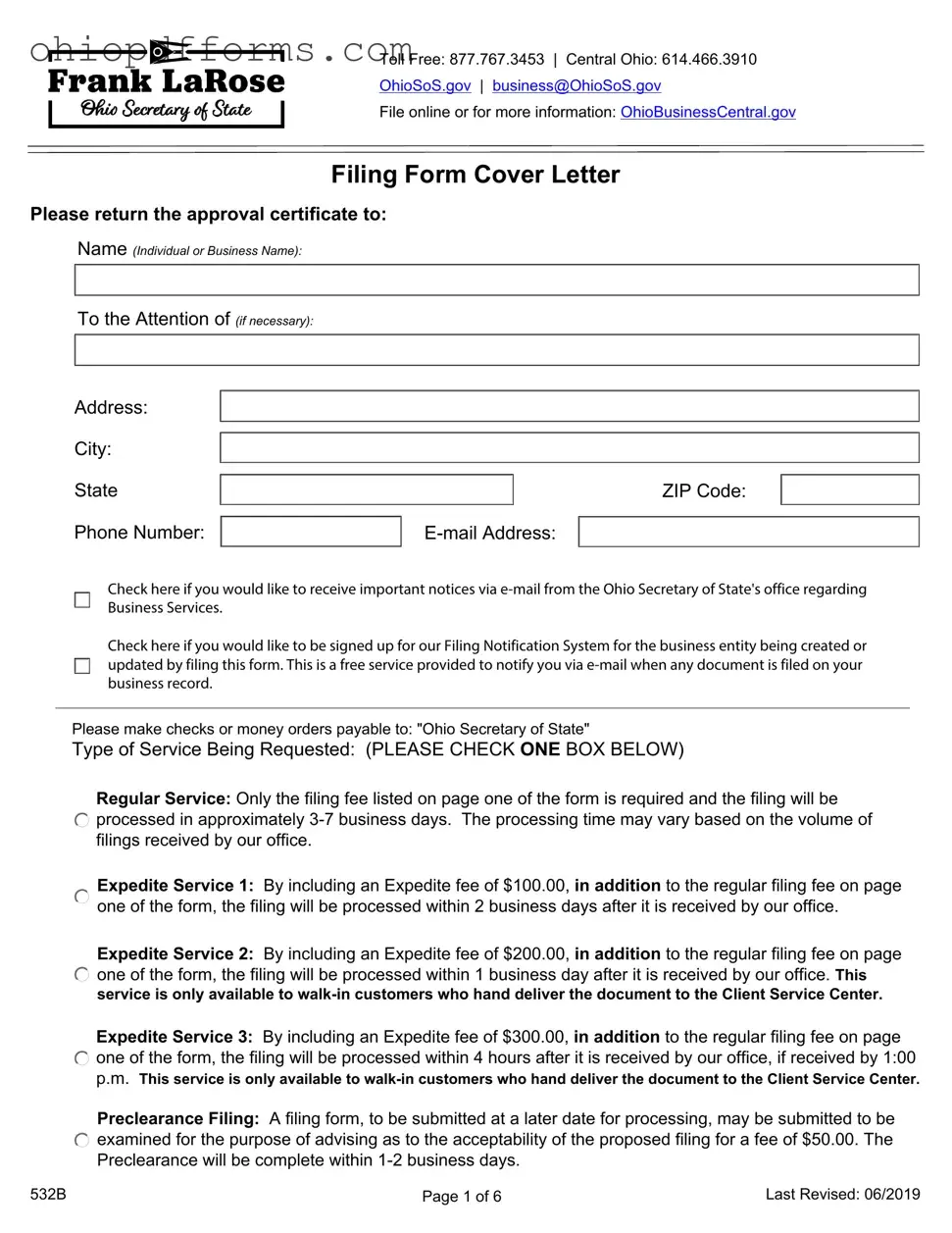 Ohio 532B Form