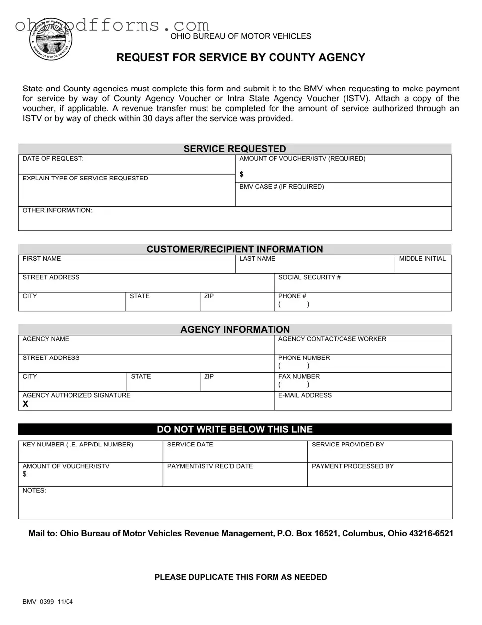 Ohio Bmv 0399 Form