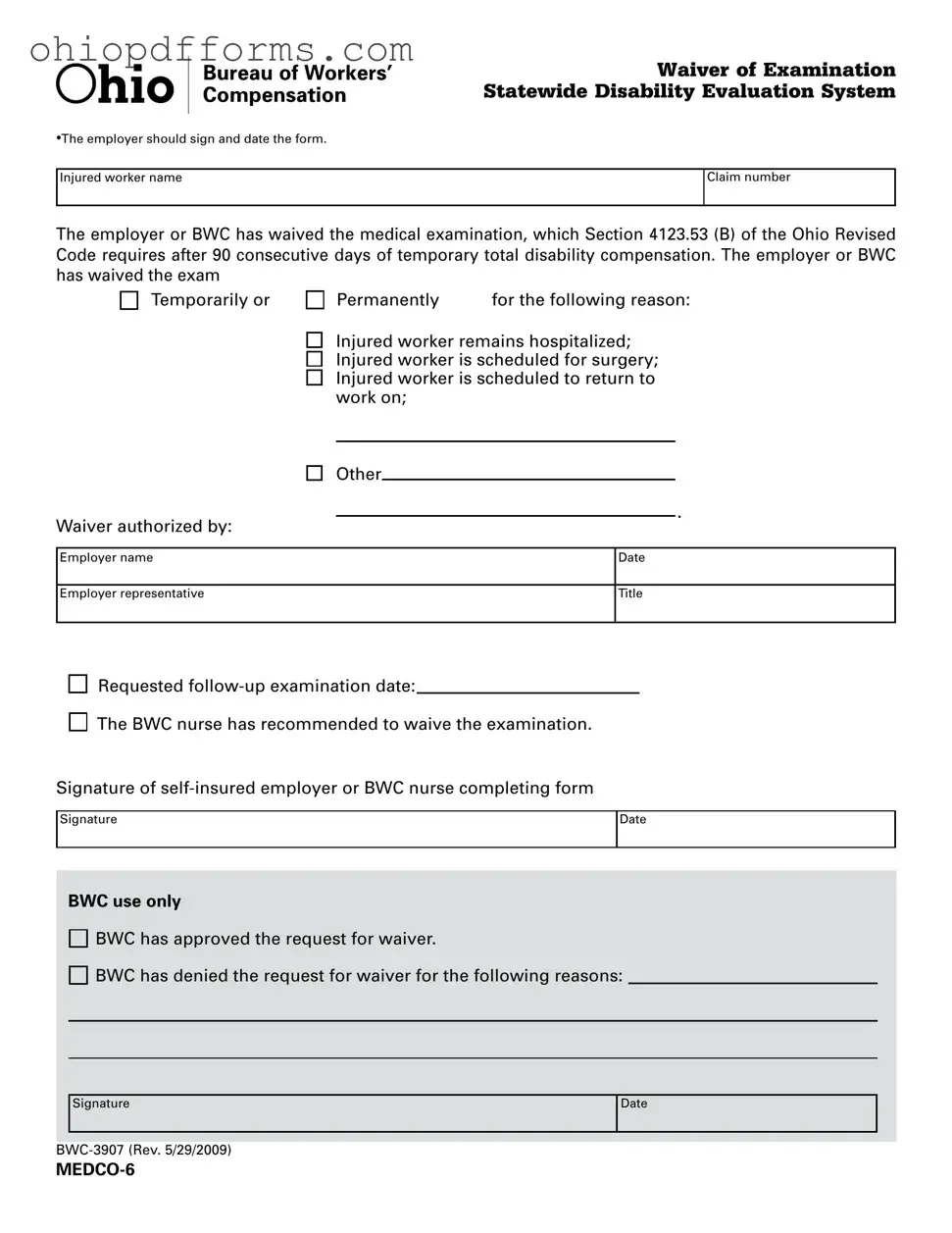 Ohio Bwc 3907 Form