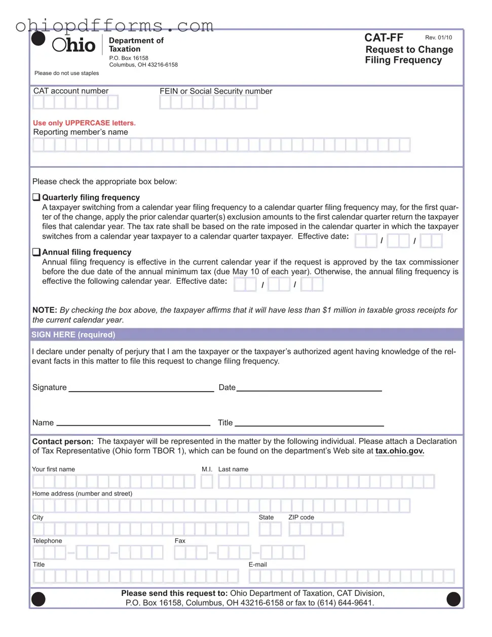 Ohio Cat Ff Form