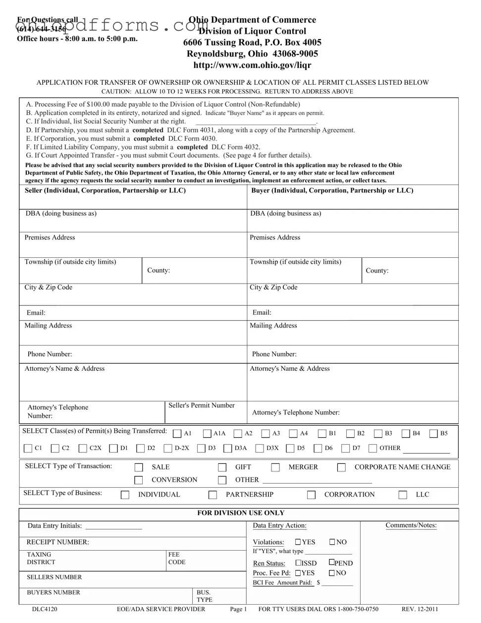 Ohio Dlc4120 Form