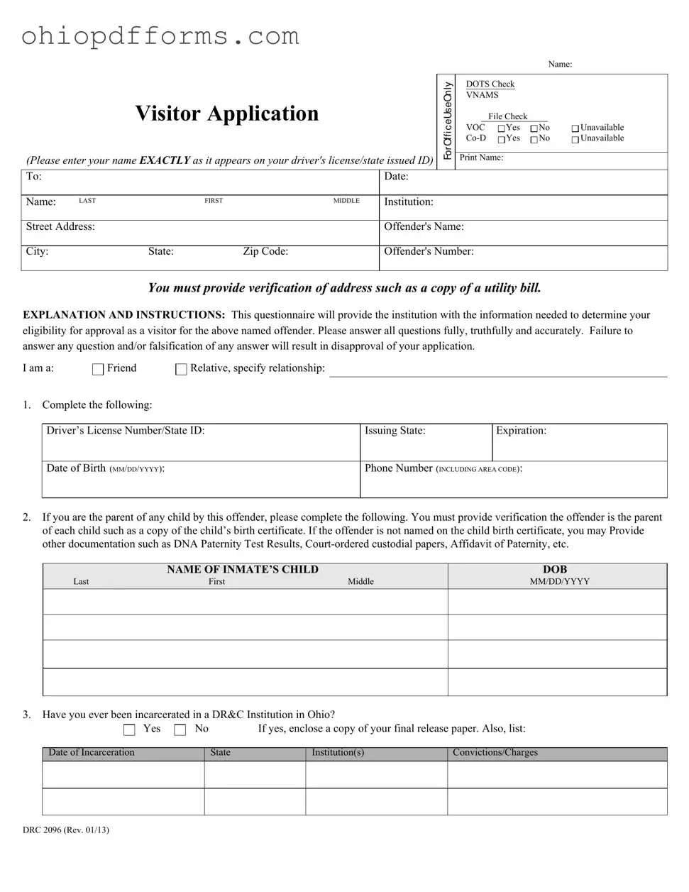 Ohio Drc 2096 Form