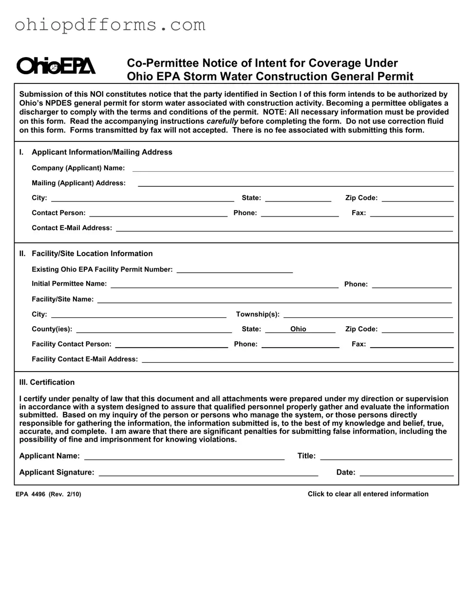 Ohio Epa 4496 Form