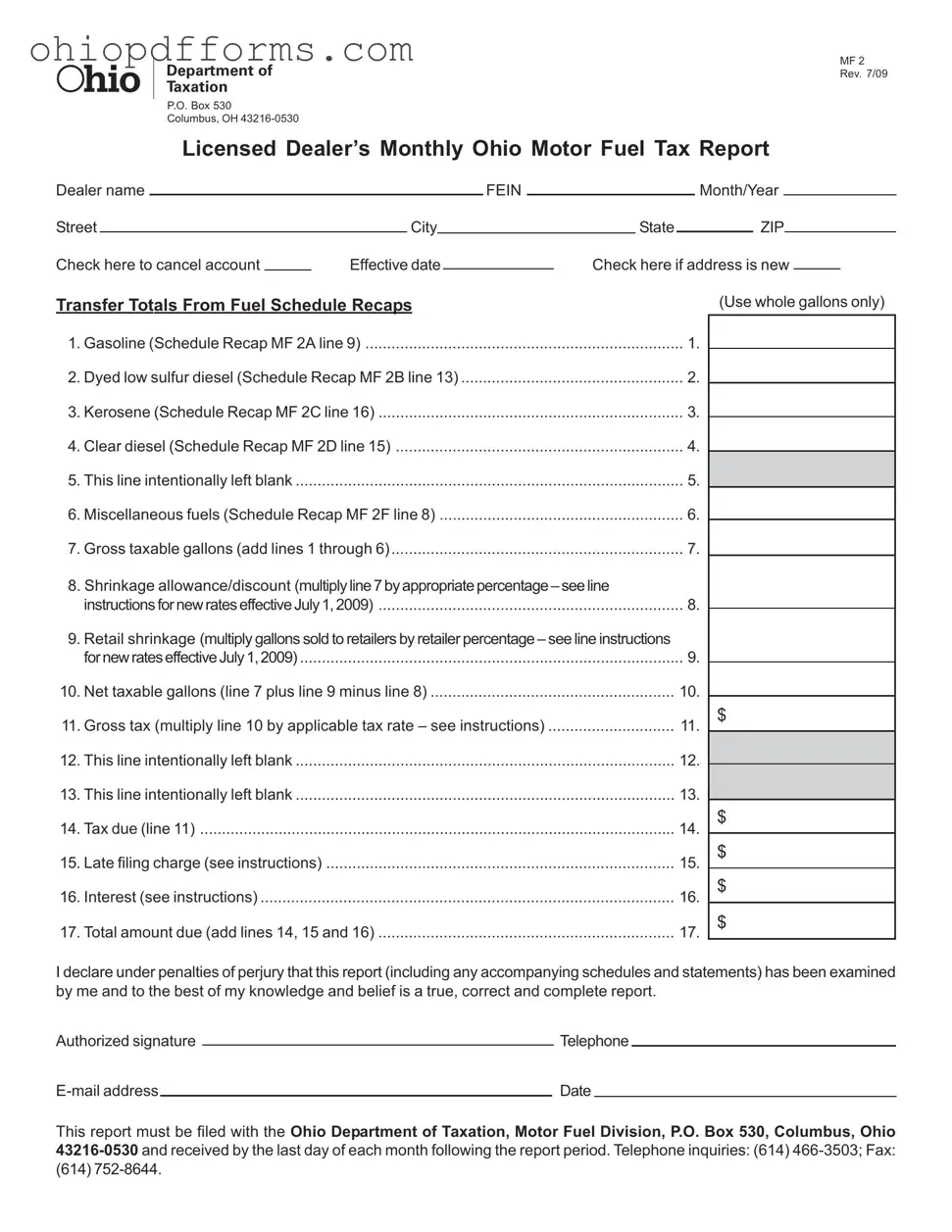 Ohio Mf 2 Form
