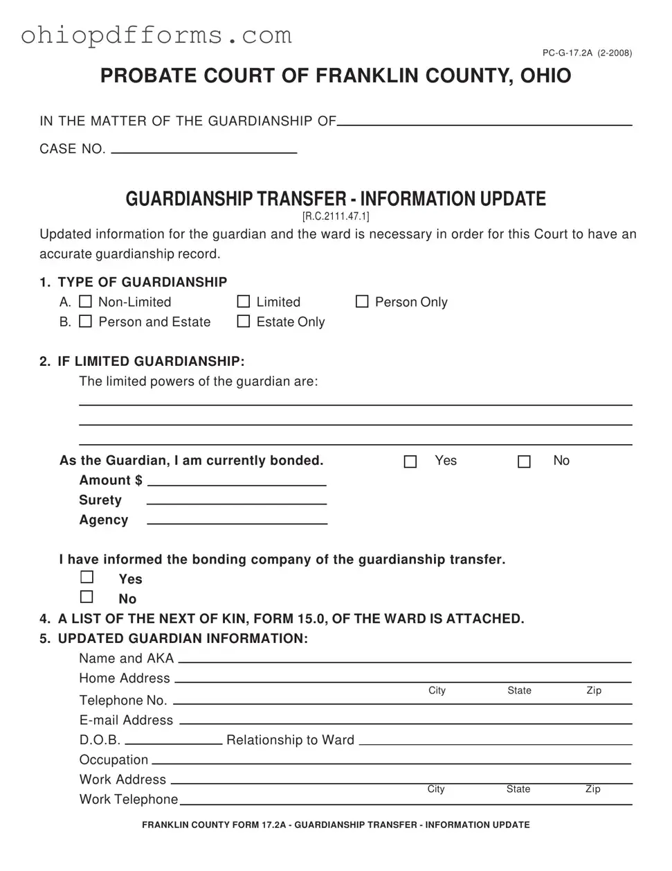 Ohio Pc G 17 2A Form