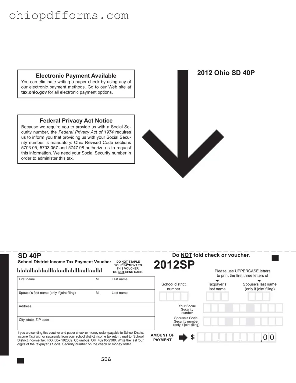 Ohio Sd 40P Form