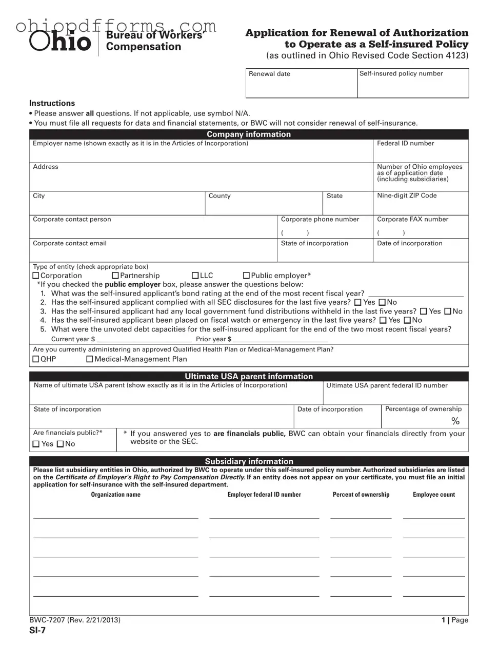 Ohio Si 7 Form