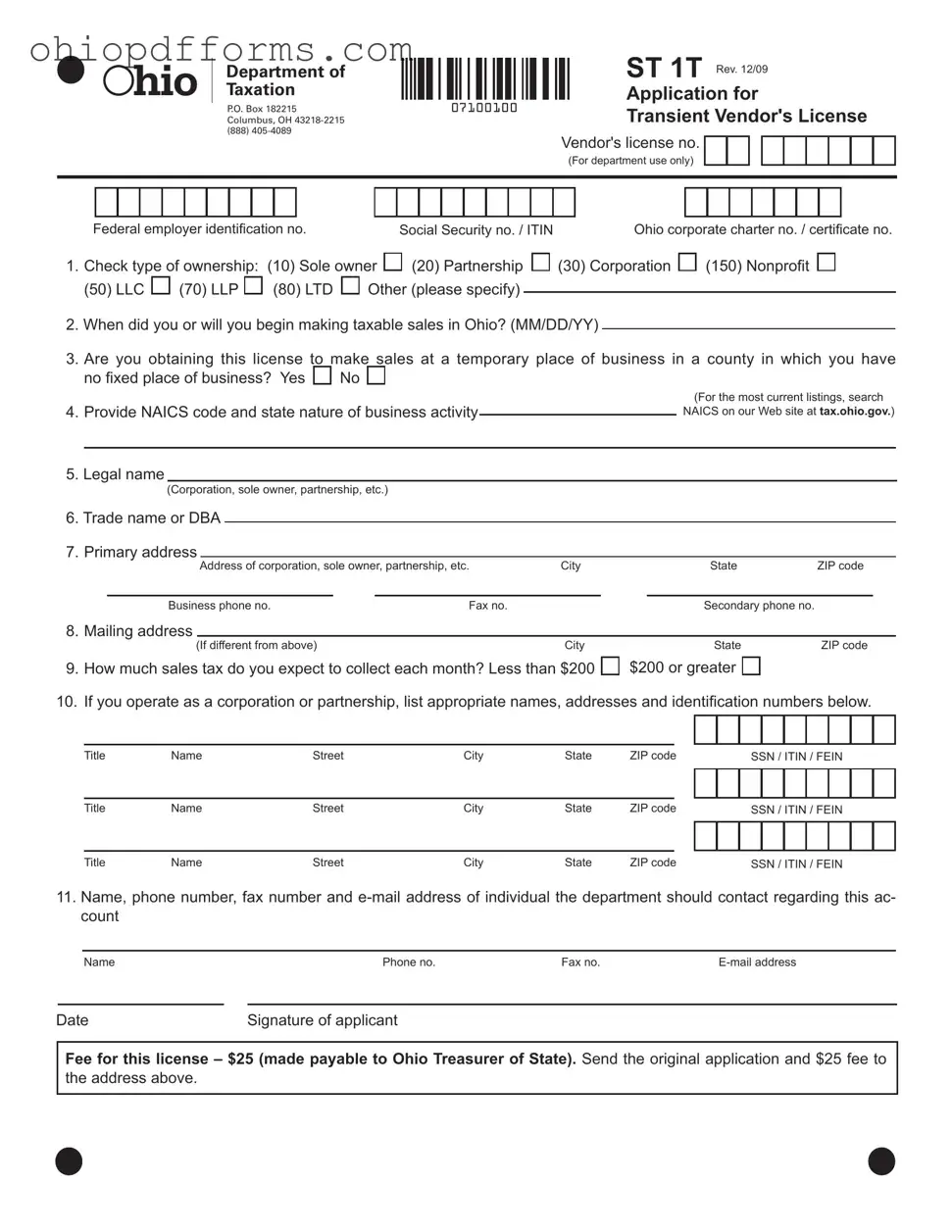 Ohio St 1T Form