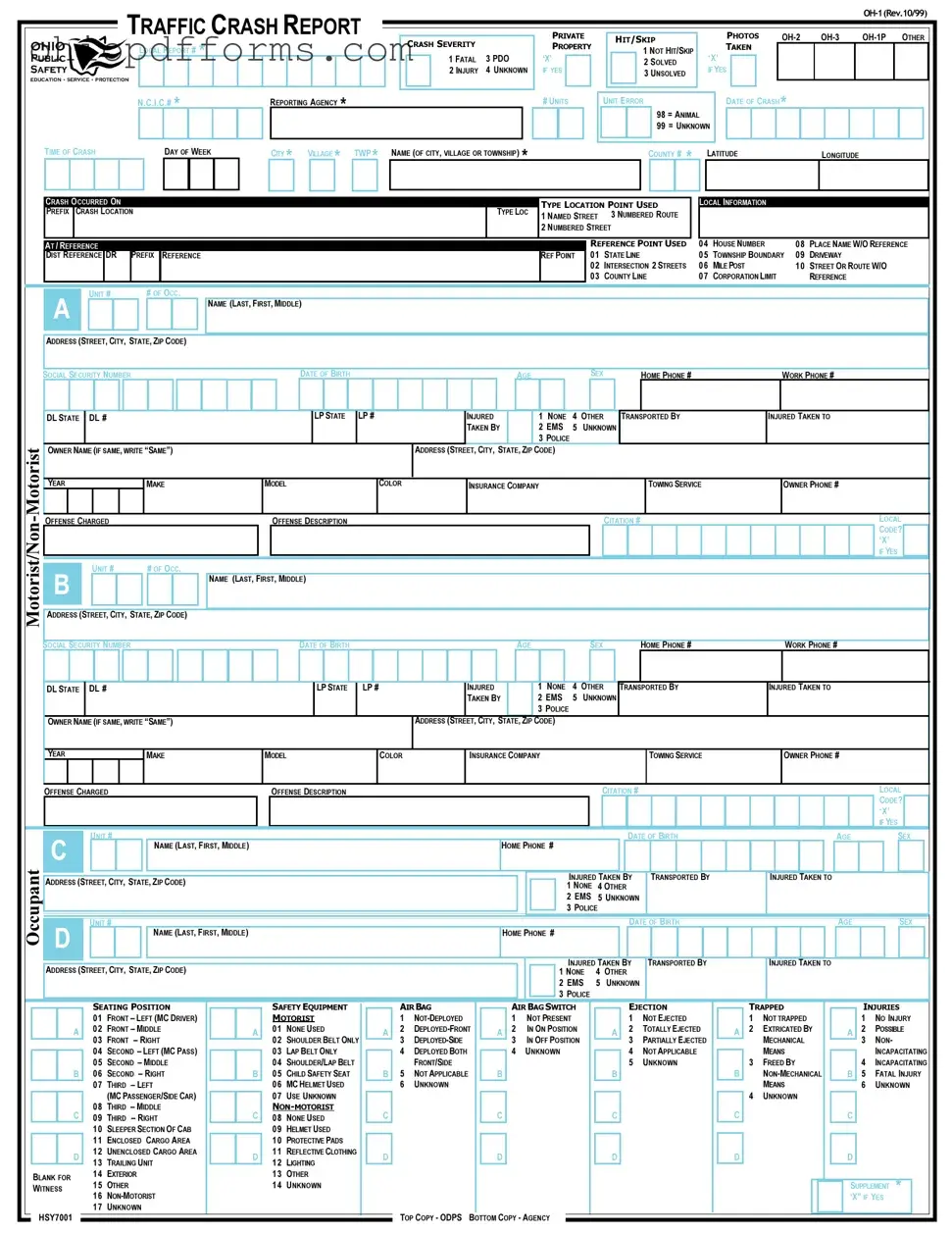 Ohio Traffic Crash Report Form
