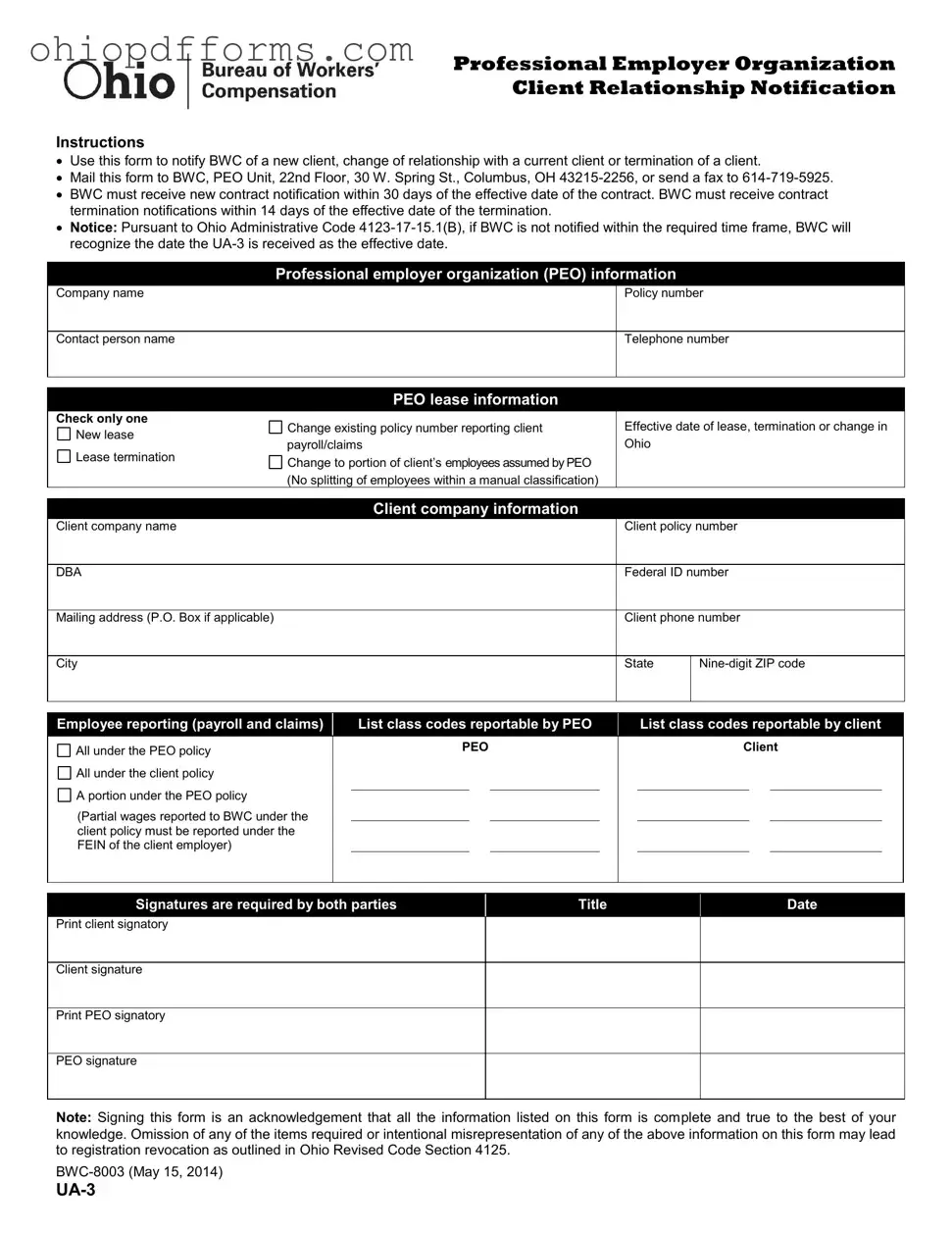 Ohio Ua 3 Form