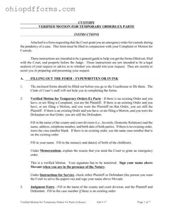 Ex Parte Temporary Custody Order Ohio Form