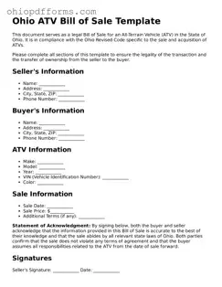 Ohio ATV Bill of Sale Template