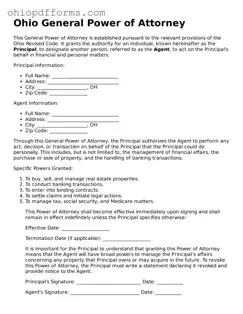 Ohio General Power of Attorney Template