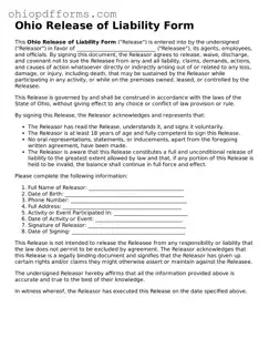 Ohio Release of Liability Template