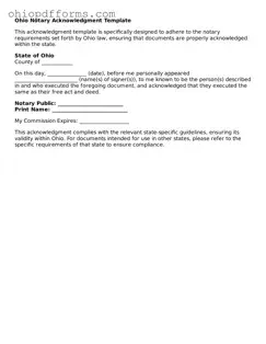 Ohio Notary Acknowledgement Template