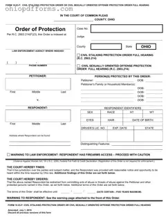 Ohio Order Of Protection Form