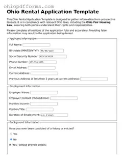 Ohio Rental Application Template
